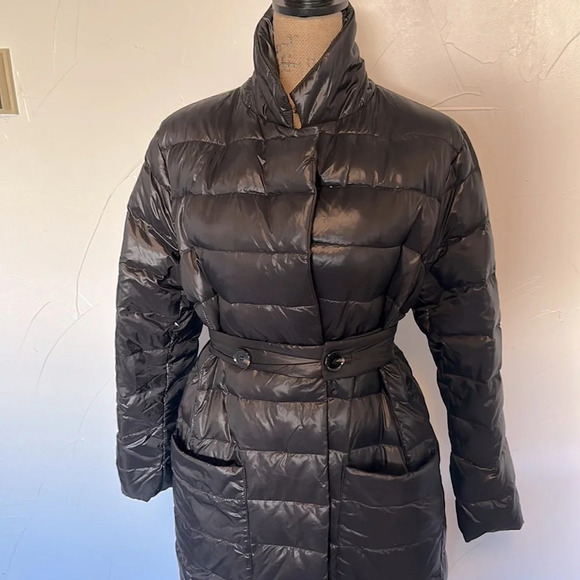 Michael Kors Black Belted Down Maxi Coat w/ Big Square Pockets GUC L - Picture 2 of 13